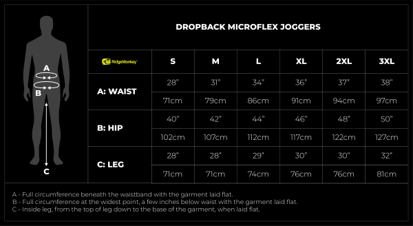 Dropback Microflex Joggers Size Guides