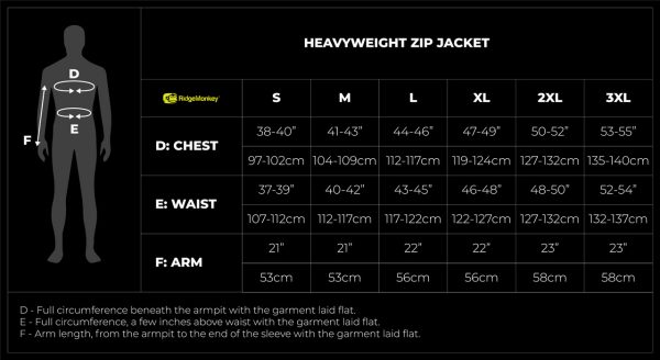 APEarel Heavyweight Zip Jacket size guide