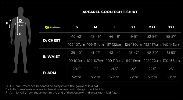 CoolTech T-Shirt Adult Size Guide